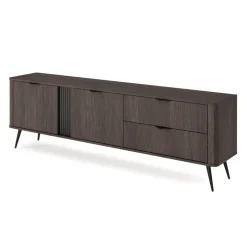 Mobile porta TV 195x61h cm 2 ante 2 cassetti soggiorno wengè nero Vesper