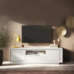Mobile porta TV 184x58h cm 2 ante 1 cassetto bianco opaco Deluxe