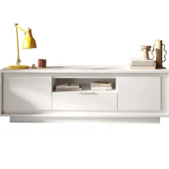 Mobile porta TV 184x58h cm 2 ante 1 cassetto bianco opaco Deluxe