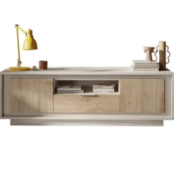 Mobile porta TV 184x58h cm 2 ante 1 cassetto beige rovere chiaro Deluxe