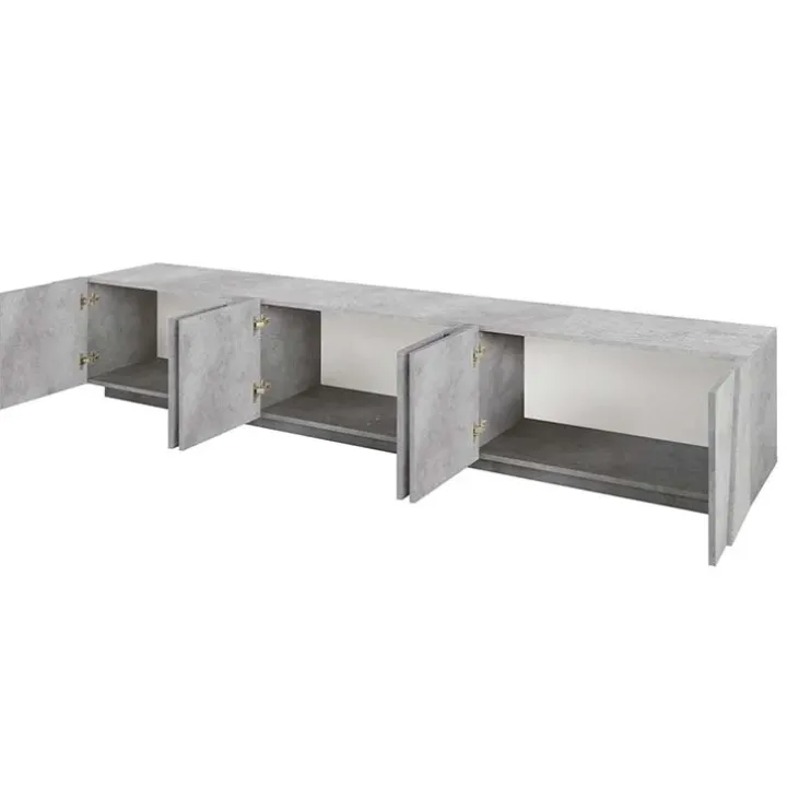 Mobile porta TV 244x46h cm 6 ante cemento Zenzero Gihome®