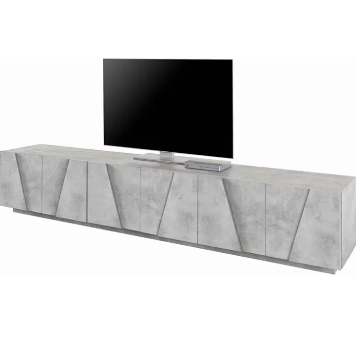Mobile porta TV 244x46h cm 6 ante cemento Zenzero Gihome®