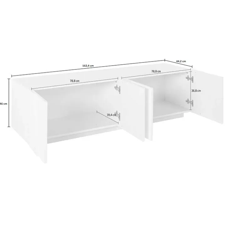 Mobile porta TV 163x46h cm 4 ante cemento Zenzero Gihome®