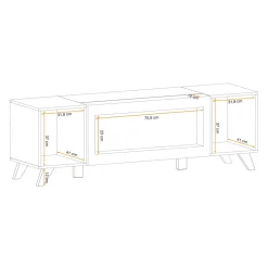 Mobile porta TV 160x52h cm 2 ante con biocamino noce con stampa nera Mendes