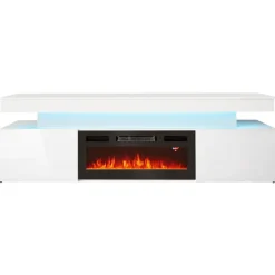 Mobile porta TV 190x59h cm 2 ante con caminetto elettrico con LED bianco Lumus
