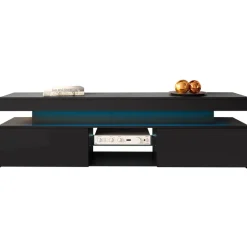 Mobile porta TV 190x54h cm 2 ante con LED nero Lumus