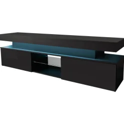 Mobile porta TV 190x54h cm 2 ante con LED nero Lumus