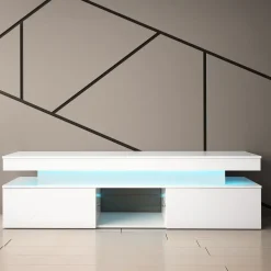 Mobile porta TV 190x54h cm 2 ante con LED bianco Lumus