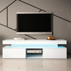 Mobile porta TV 190x54h cm 2 ante con LED bianco Lumus