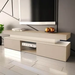 Mobile porta TV 190x54h cm 2 ante con LED beige cashmere Lumus