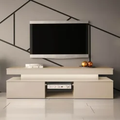 Mobile porta TV 190x54h cm 2 ante con LED beige cashmere Lumus