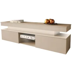 Mobile porta TV 190x54h cm 2 ante con LED beige cashmere Lumus