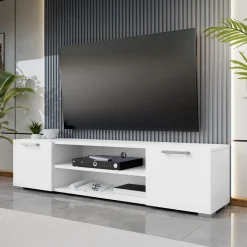 Mobile porta TV 156x36h cm 2 ante design moderno bianco Pastello