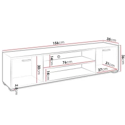 Mobile porta TV 156x36h cm 2 ante design moderno bianco Pastello