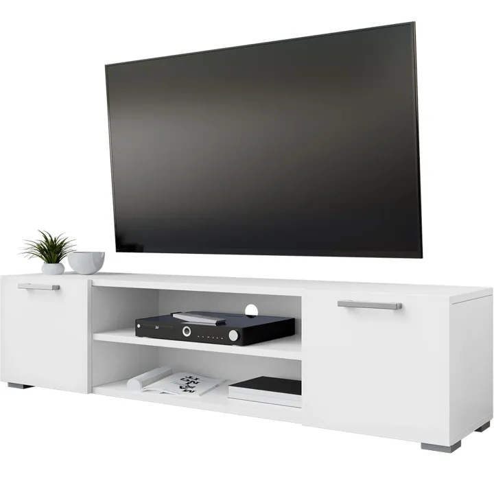 Mobile porta TV 156x36h cm 2 ante design moderno bianco Pastello