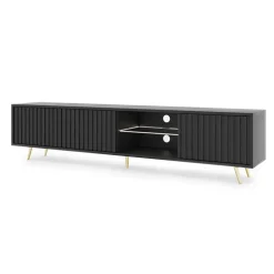 Mobile porta TV 175x45h cm 3 ante e vani a giorno nero Celestia