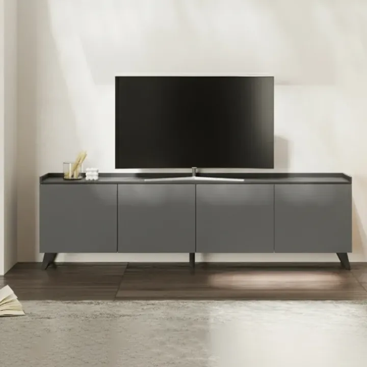 Mobile porta TV 241x72h cm 4 ante grigio scuro antracite Jonson