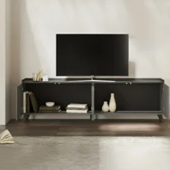 Mobile porta TV 241x72h cm 4 ante grigio scuro antracite Jonson