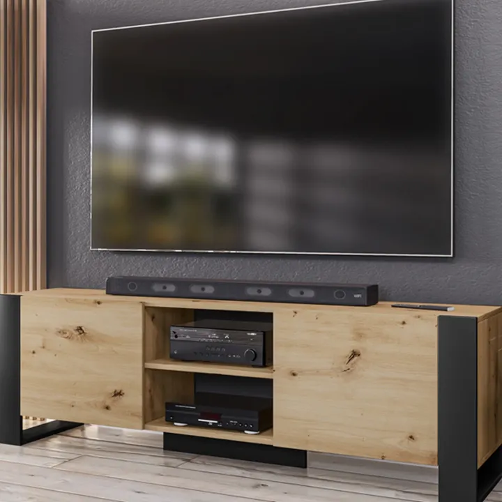 Mobile porta TV 160x51h cm 2 ante industrial rovere nero Elbrus