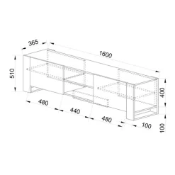 Mobile porta TV 160x51h cm 2 ante industrial rovere nero Elbrus