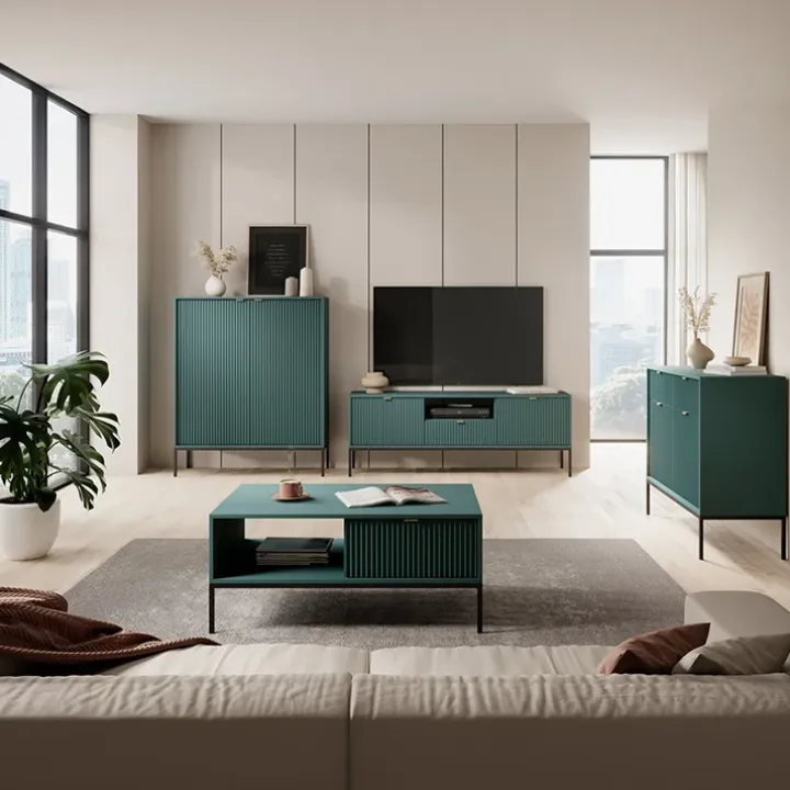 Mobile porta TV 154x56h cm 2 ante moderno soggiorno verde Alisa