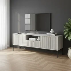 Mobile porta TV 154x56h cm 2 ante moderno soggiorno grigio Alisa