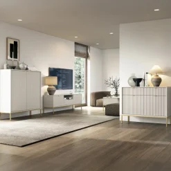 Mobile porta TV 154x56h cm 2 ante moderno soggiorno beige Alisa