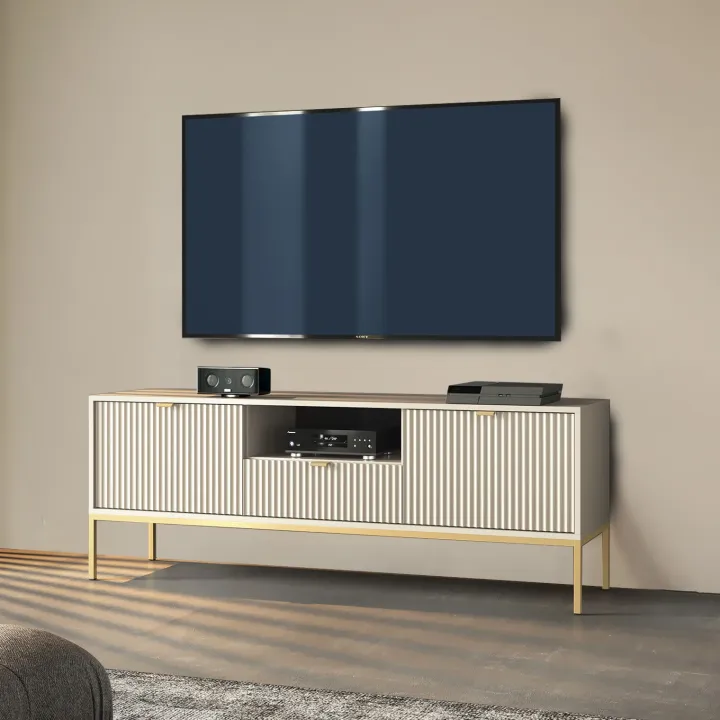 Mobile porta TV 154x56h cm 2 ante moderno soggiorno beige Alisa