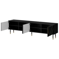 Mobile porta tv 204x55h cm 4 ante moderno nero oro Golden