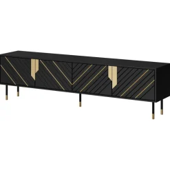 Mobile porta tv 204x55h cm 4 ante moderno nero oro Golden