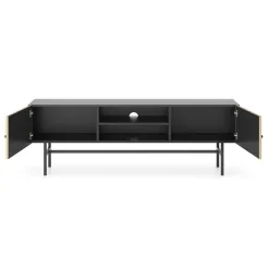 Mobile porta TV 155x52h cm 2 ante nero rovere cannettato Eterna