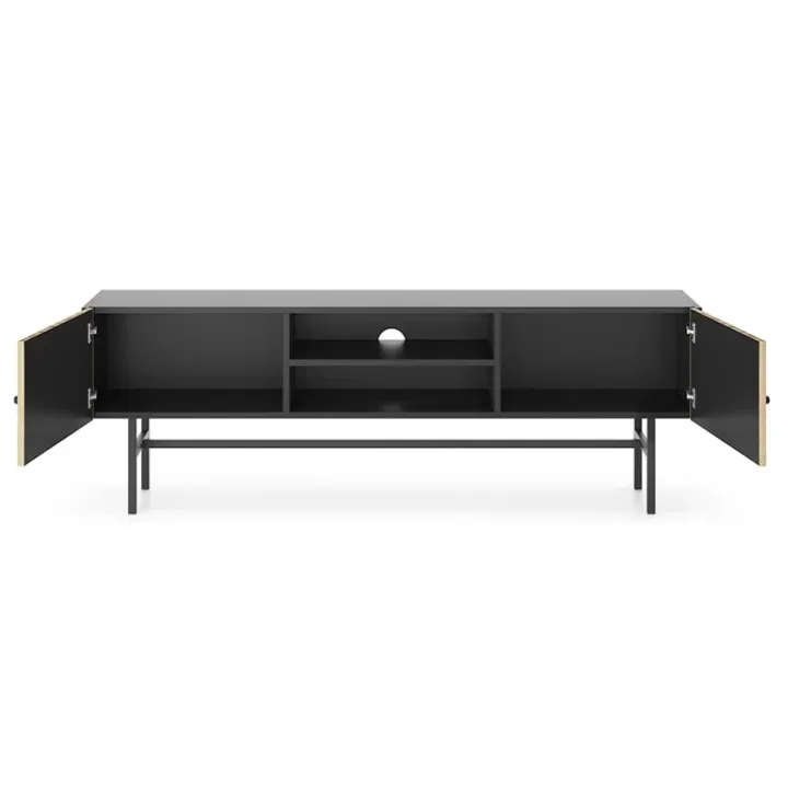 Mobile porta TV 155x52h cm 2 ante nero rovere cannettato Eterna