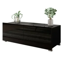 Mobile porta TV 100x37h cm 2 ante nero lucido Mons