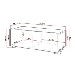 Mobile porta TV 100x37h cm 2 ante nero lucido Mons