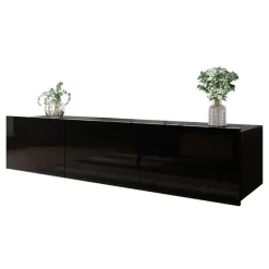 Mobile porta TV 150x37h cm 2 ante nero lucido Mons