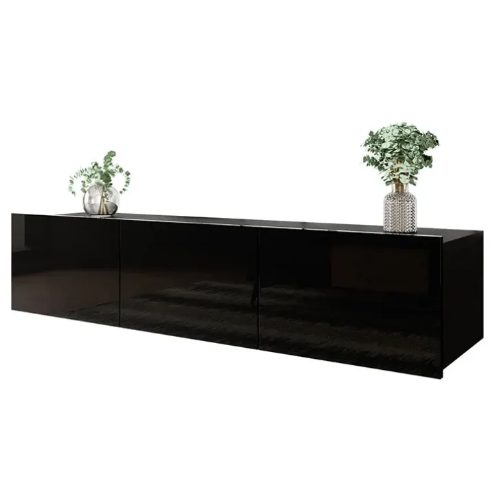 Mobile porta TV 150x37h cm 2 ante nero lucido Mons