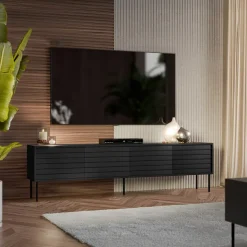 Mobile porta TV 200x60h cm 4 ante nero Wild