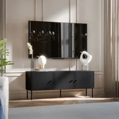 Mobile porta TV 151x60h cm 3 ante nero opaco Stark