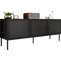 Mobile porta TV 151x60h cm 3 ante nero opaco Stark