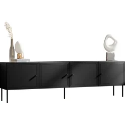 Mobile porta TV 201x60h cm 4 ante nero opaco Stark