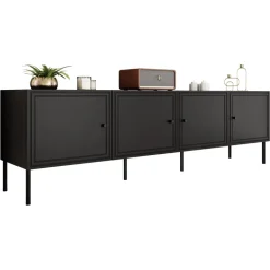 Mobile porta TV 201x60h cm 4 ante nero opaco Stark
