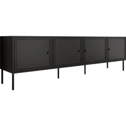Mobile porta TV 201x60h cm 4 ante nero opaco Stark