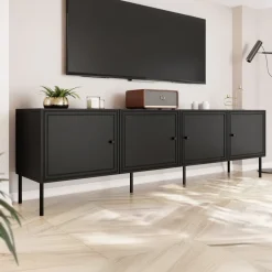 Mobile porta TV 201x60h cm 4 ante nero opaco Stark