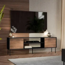 Mobile porta TV 180x60h cm 2 ante noce nero Wild