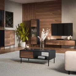 Mobile porta TV 200x60h cm 4 ante noce nero Wild