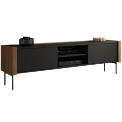 Mobile porta tv 180x53h cm 2 ante noce nero Wrappy