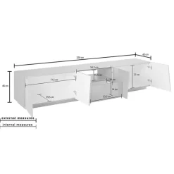 Mobile porta TV 220x46h cm 4 ante ossido Candia Gihome®