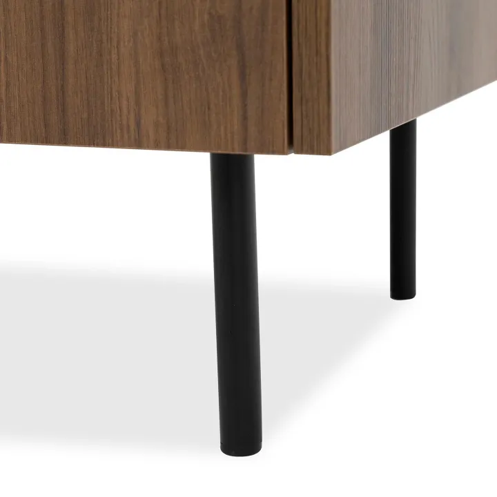 Mobile porta TV 144x50h cm 3 ante piano effetto marmo nero noce Caliva