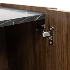 Mobile porta TV 200x50h cm 4 ante piano effetto marmo nero noce Caliva