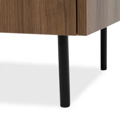 Mobile porta TV 200x50h cm 4 ante piano effetto marmo nero noce Caliva